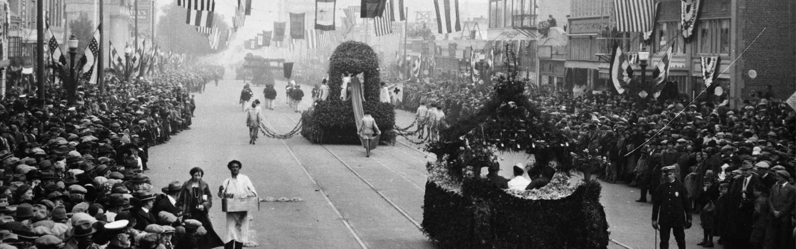 An early iteration of The Rose Parade, Pasadena, California c. 1910