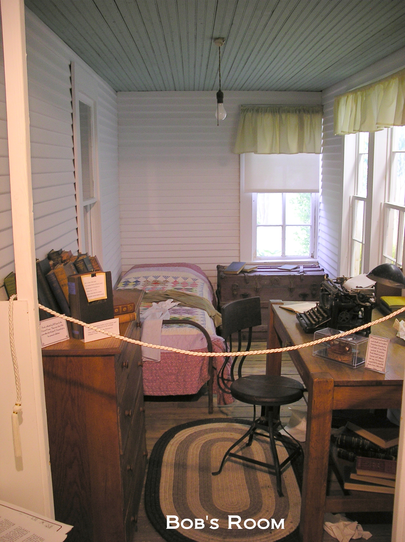 Robert E. Howard's bedroom and writing space, incl. his typewriter. Cross Plains, TX. Photo provided by The Robert E. Howard Foundation
