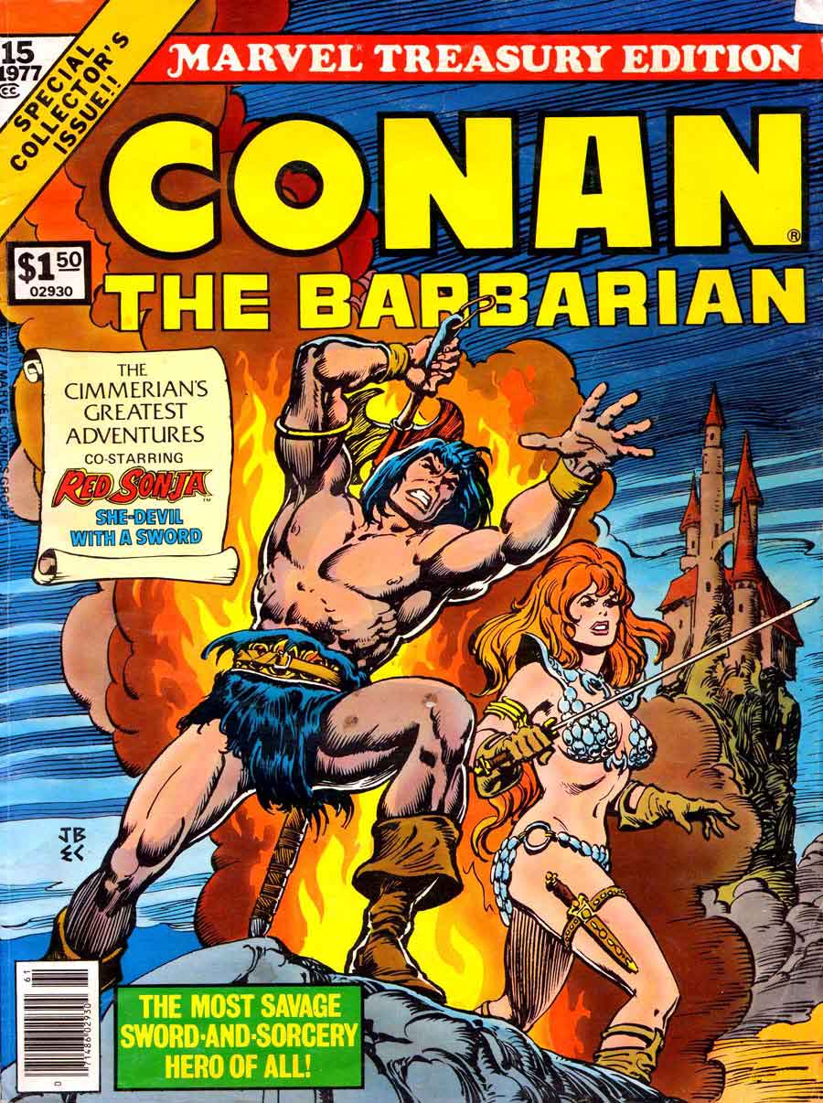 Conan the Barbarian: Marvel Treasury Edition #15: The Song of Red Sonja, Night of the Dark God, Three By Sonja (A Portfolio By Frank Thorne, Dick Giordano and Estaban Maroto), Black Colossus, January 1977. Permissions: CPI/Zetterberg