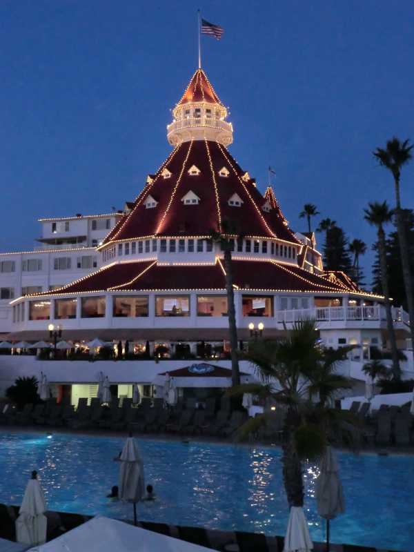 Miss Hannah Hart, ghostgirl of The Del&#039;s Holiday haunt: San Diego, California&#039;s famous Hotel del Coronado, glittering on Coronado Bay..